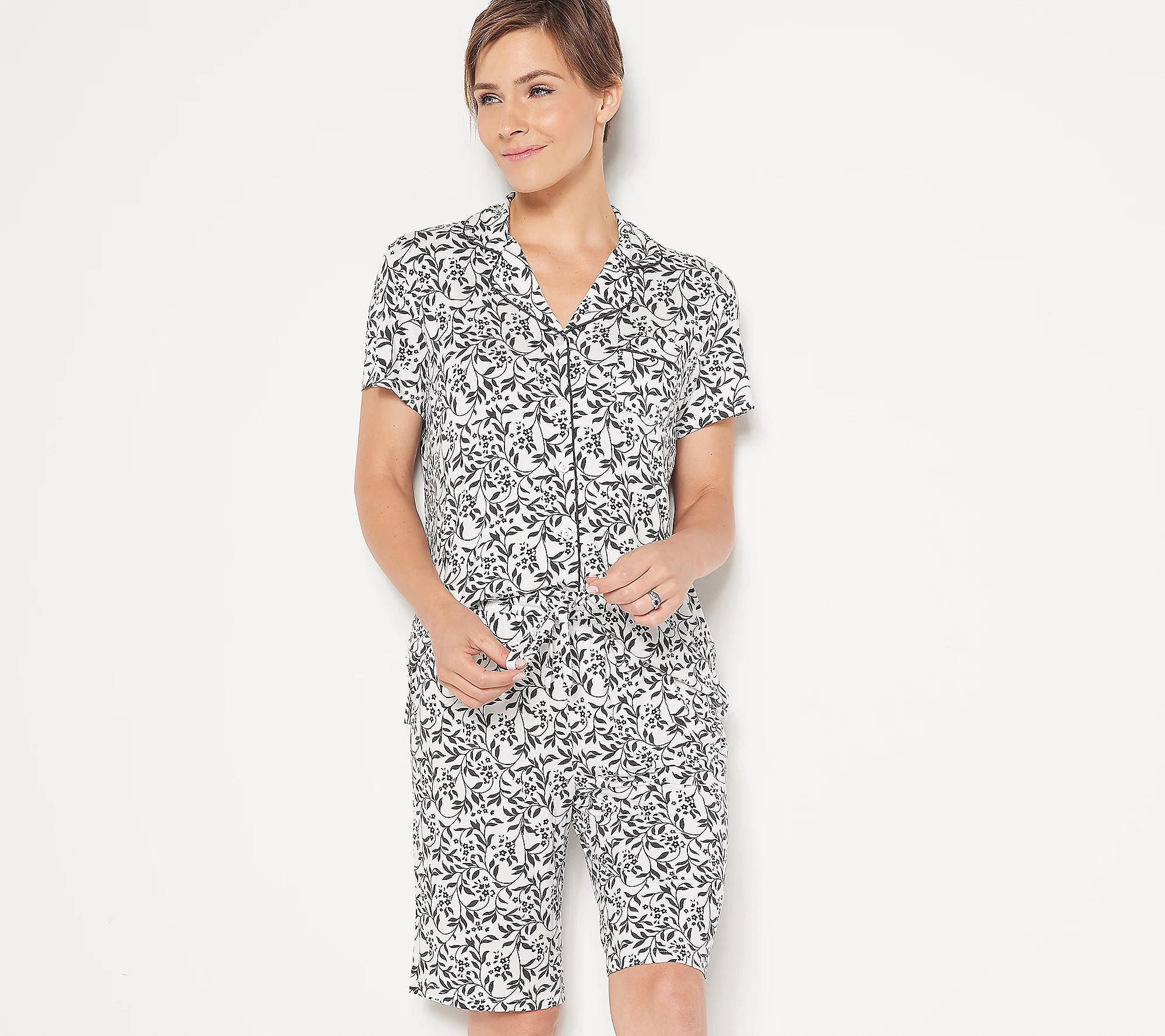 Hanes Soft Comfort Knit Notch CollarPJ Bermuda Set | QVC