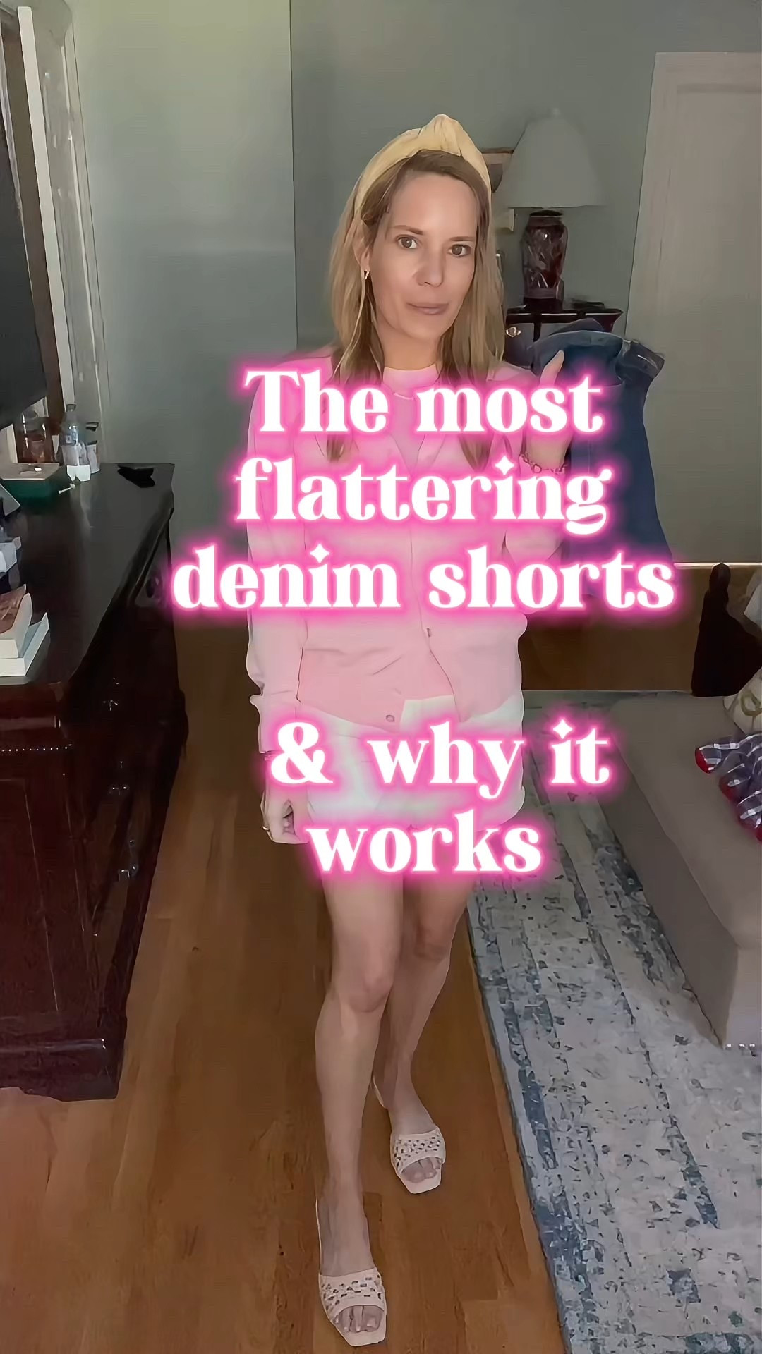 The denim shorts trick that makes all the difference! ✨ I’m showing why a flared leg opening is way more flattering than tight, clingy styles—and once you try it, you’ll never go back! Wider leg shorts skim the thighs, create visual balance, and make your legs look longer and leaner. Tight shorts? They tend to ride up, restrict movement, and cut off your leg line. Trust me—your thighs will thank you!

Wearing size [insert your size] in both styles for reference!
Linked my full outfit + the denim shorts I actually wear on repeat!

Shop my look:
	•	Flare leg denim shorts
	•	Lightweight pink cardigan
	•	Neutral woven slides
	•	Padded headband
	•	Melinda Maria jewelry – use code ASHLEYBA for 10% off! #mymmloveletter

 flattering denim shorts, how to style denim shorts, summer outfit ideas, wide leg shorts, thigh-friendly shorts, best denim shorts for women

#LTKFindsUnder50 #LTKFindsUnder100 #LTKOver40