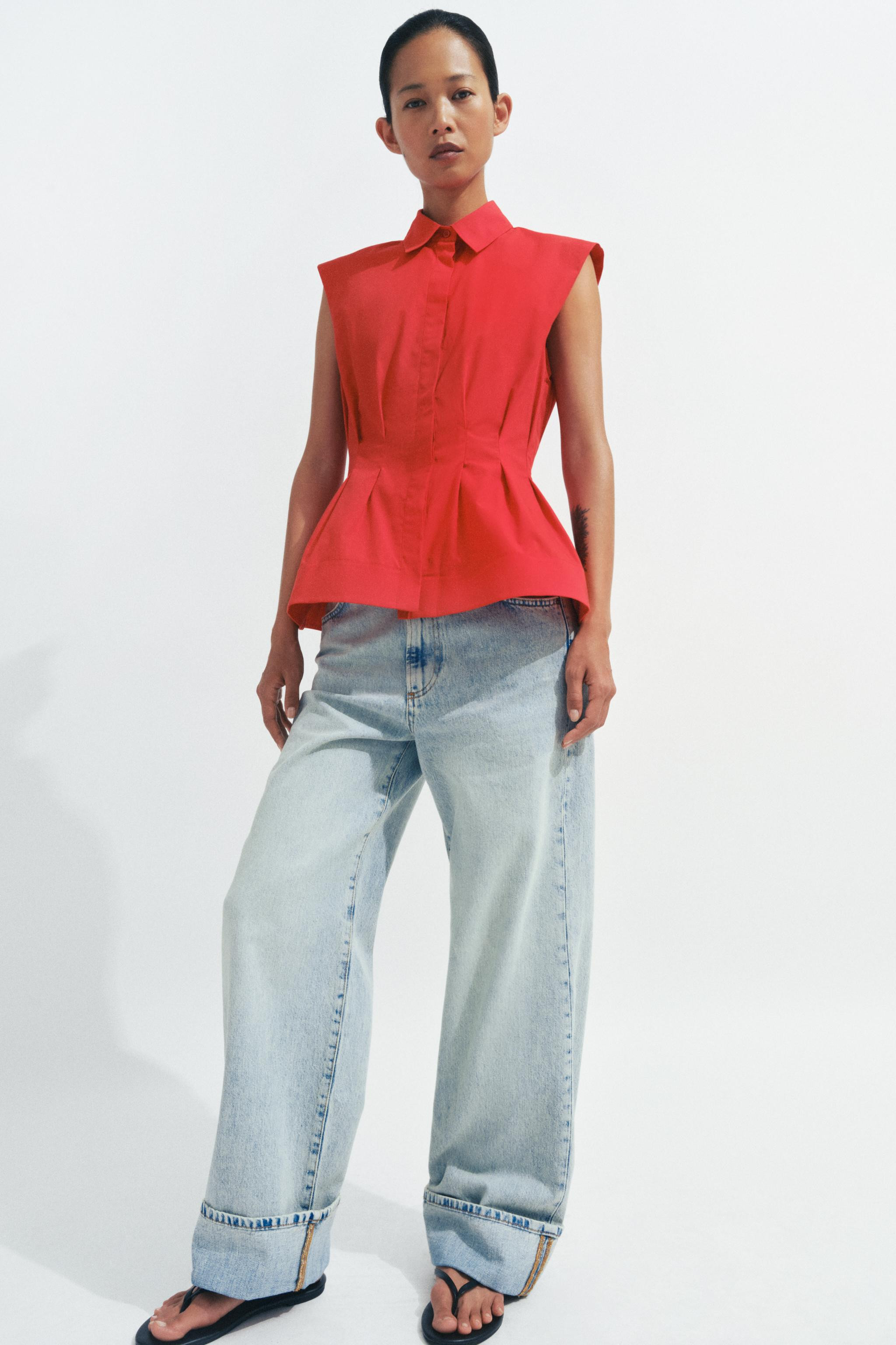 ZW COLLECTION PLEATED SLEEVELESS SHIRT | Zara US