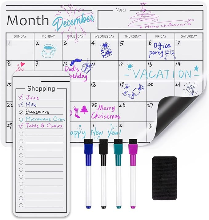 Amazon Basics Magnetic Dry Erase Whiteboard Calendar for Fridge, Easy to Clean, Schedule Organize... | Amazon (US)