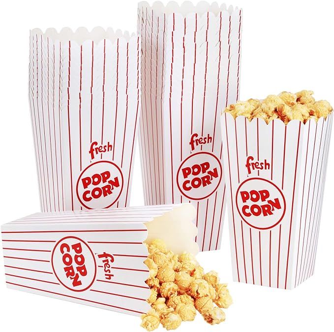 Eupako Popcorn Boxes 50 Pack 7.75 Inch Open-Top Paper Popcorn Box Great for Movie Night or Movie ... | Amazon (US)