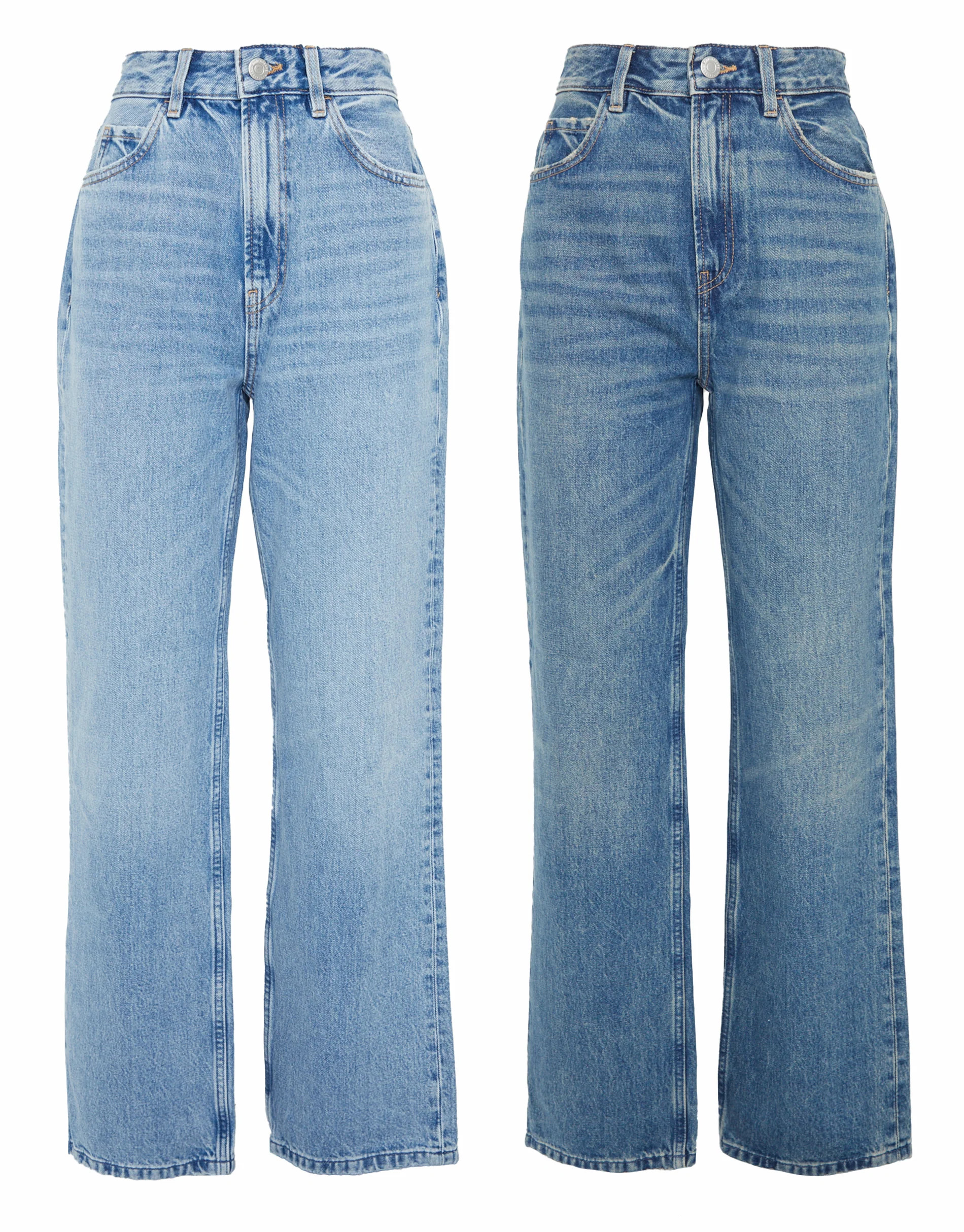 Light & Mid Wash Baggy Wide Leg Jeans (2 Pack) | Threadbare