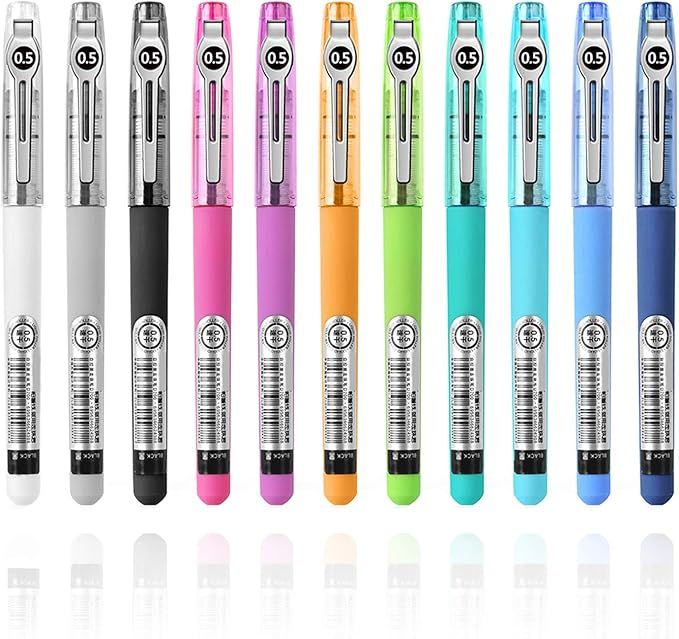 STAPENS Rollerball Pens, 11Pcs Fine Point Pens with Quick-Drying Ink, 0.5 mm Black Rolling Ball P... | Amazon (US)