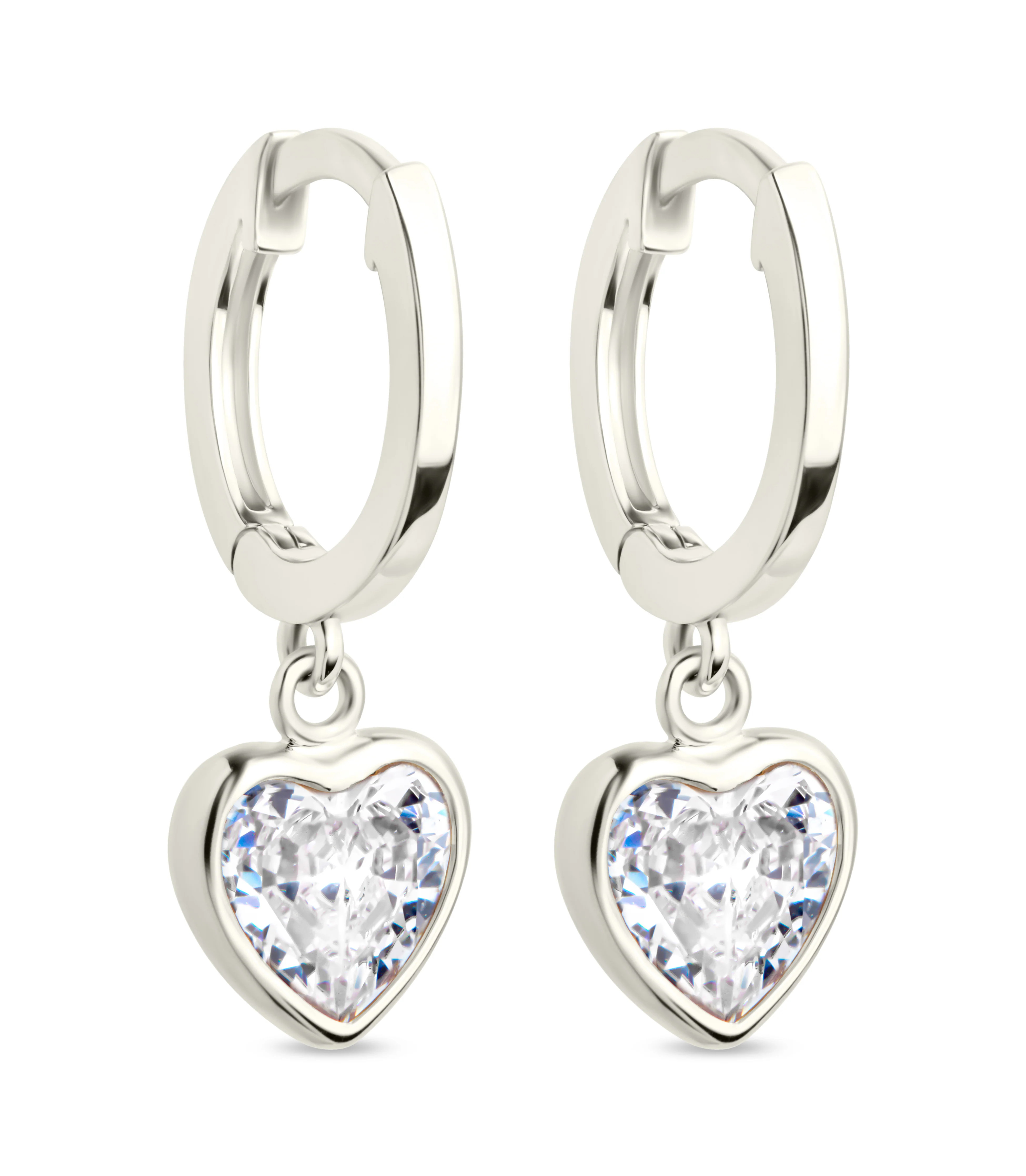 Sterling Silver Lizzy CZ Heart Drop Earrings | Sterling Forever