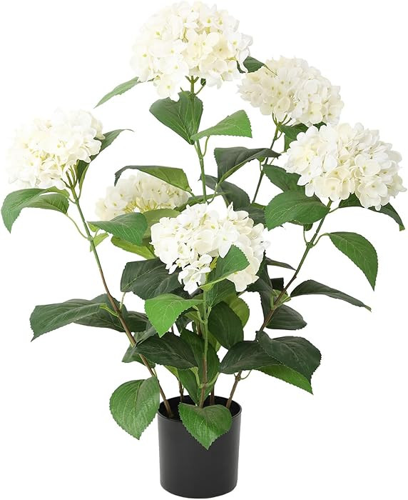 Bellacat 2ft Faux Hydrangea Tree with White Flowers, 24in Artificial Hydrangea Plant with Lifelik... | Amazon (US)