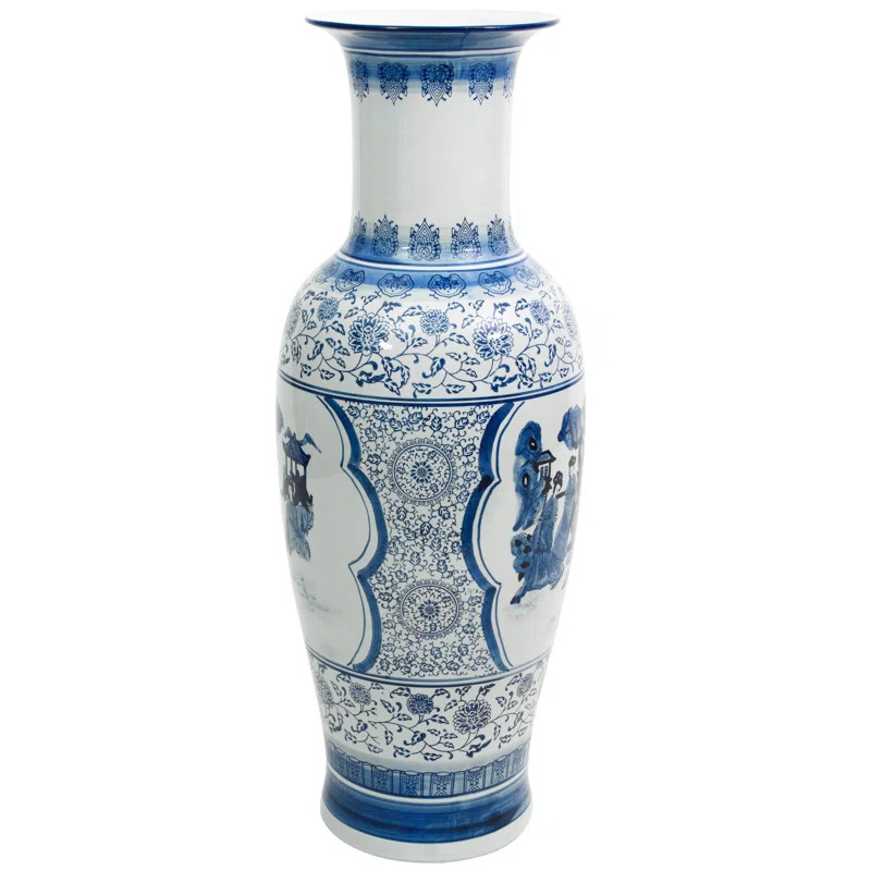 Lark Manor™ Huneycutt Blue/White 35'' Porcelain Floor Vase & Reviews | Wayfair | Wayfair North America