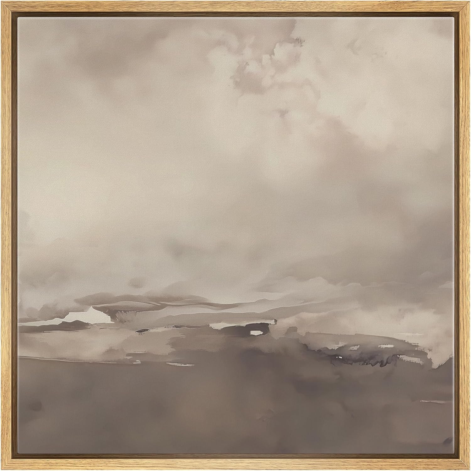 SIGNWIN Framed Canvas Print Wall Art Cloudy Sky Neutral Soft Beige Atmospheric Landscape Illustra... | Amazon (US)