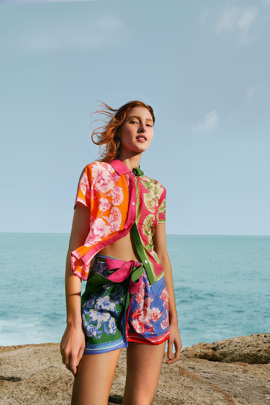 Mixed Scarves Floral Elegance Shirt | FarmRio (US)