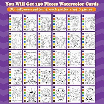 Rotu Halloween Party Favors for Kids - Halloween Water Coloring Books, Goodie Bags, Paintbrushes,... | Amazon (US)