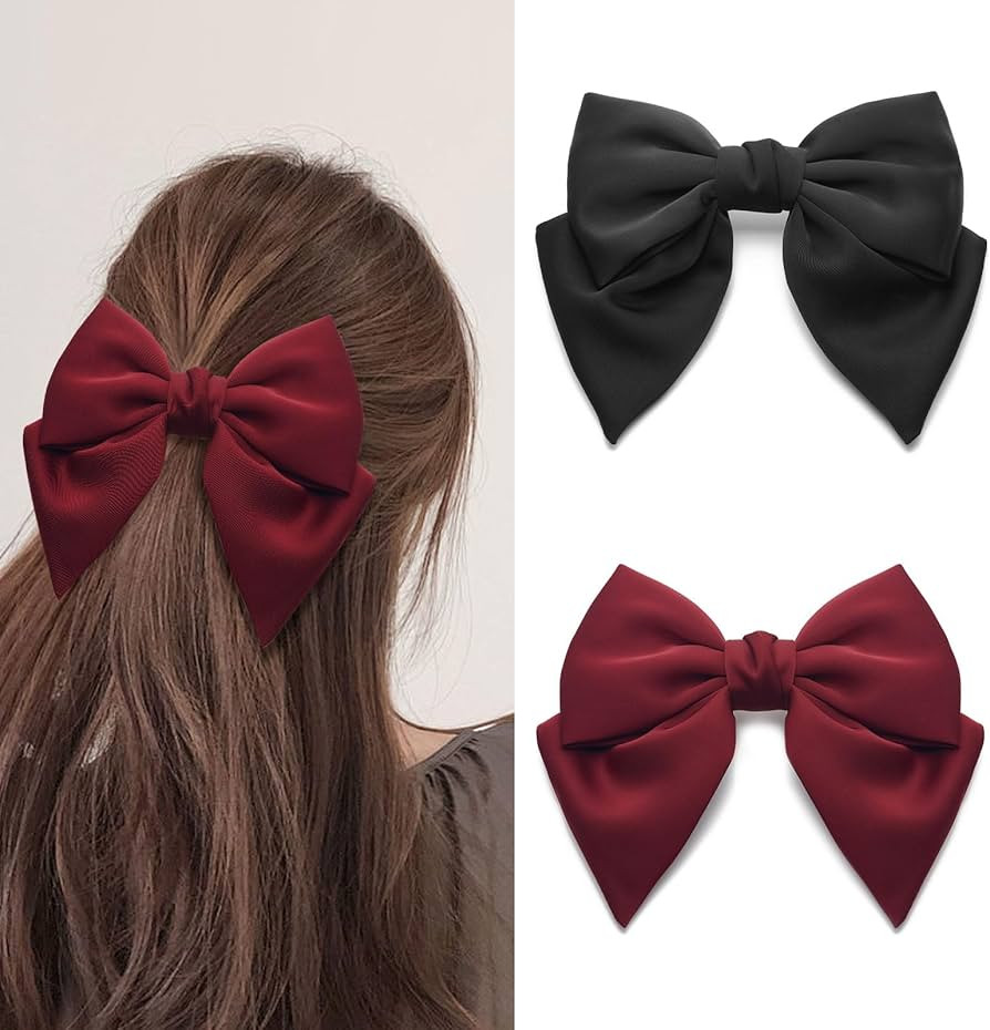 2PCS Large Bow Hair Clips French Bowknot Hair Barrettes for Thick and Fine Hair Accessories for W... | Amazon (UK)