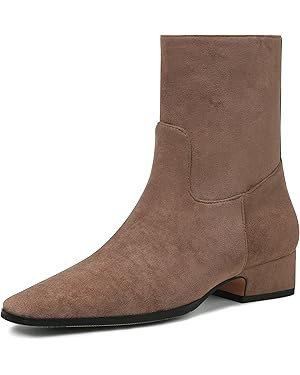 Fall Suede Ankle Boots For Women Square Toe Short Booties Chunky Low Heel Boots Side Zip Dressy M... | Amazon (US)