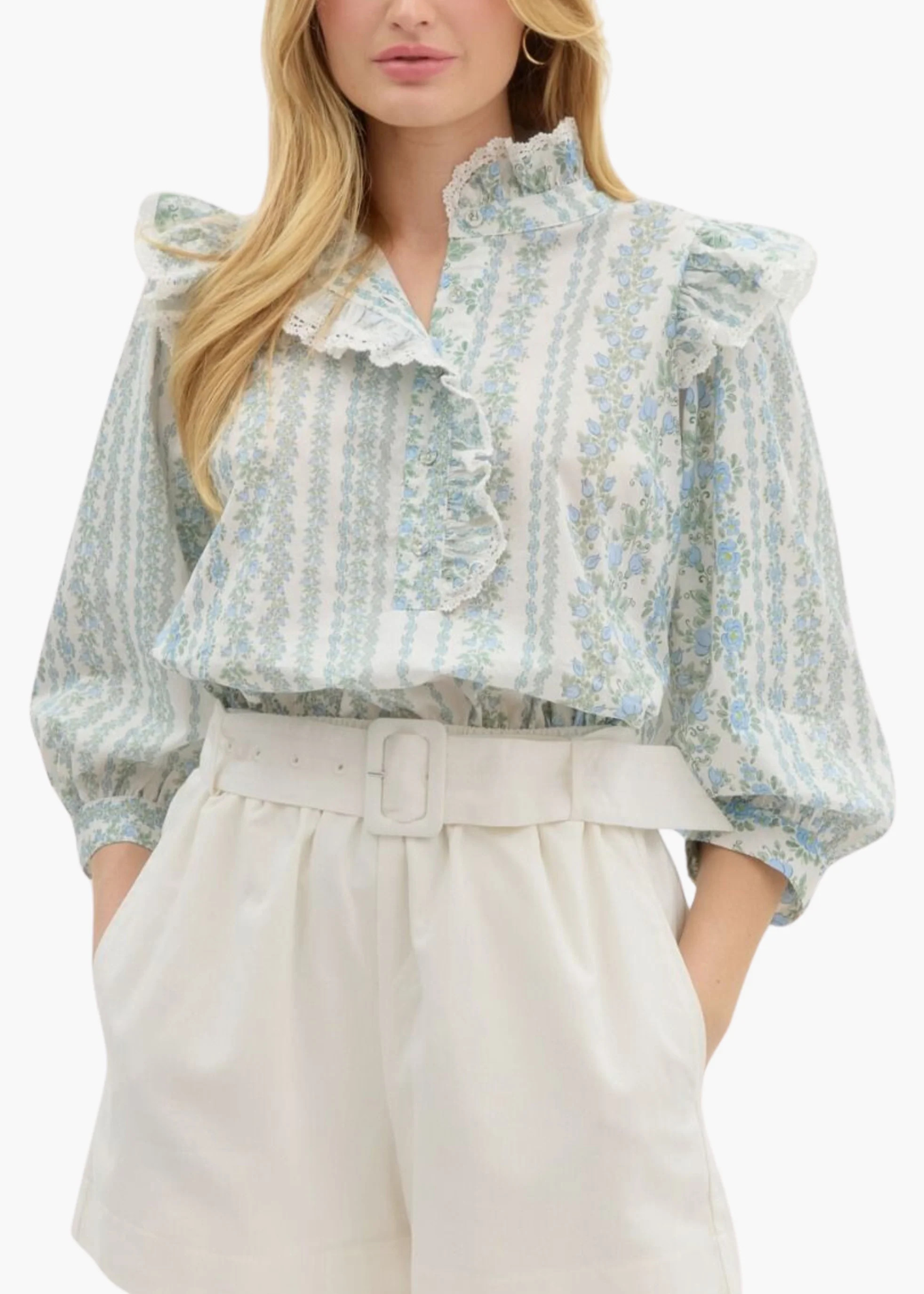 Lacey Top in Blue | Poppy and Pink