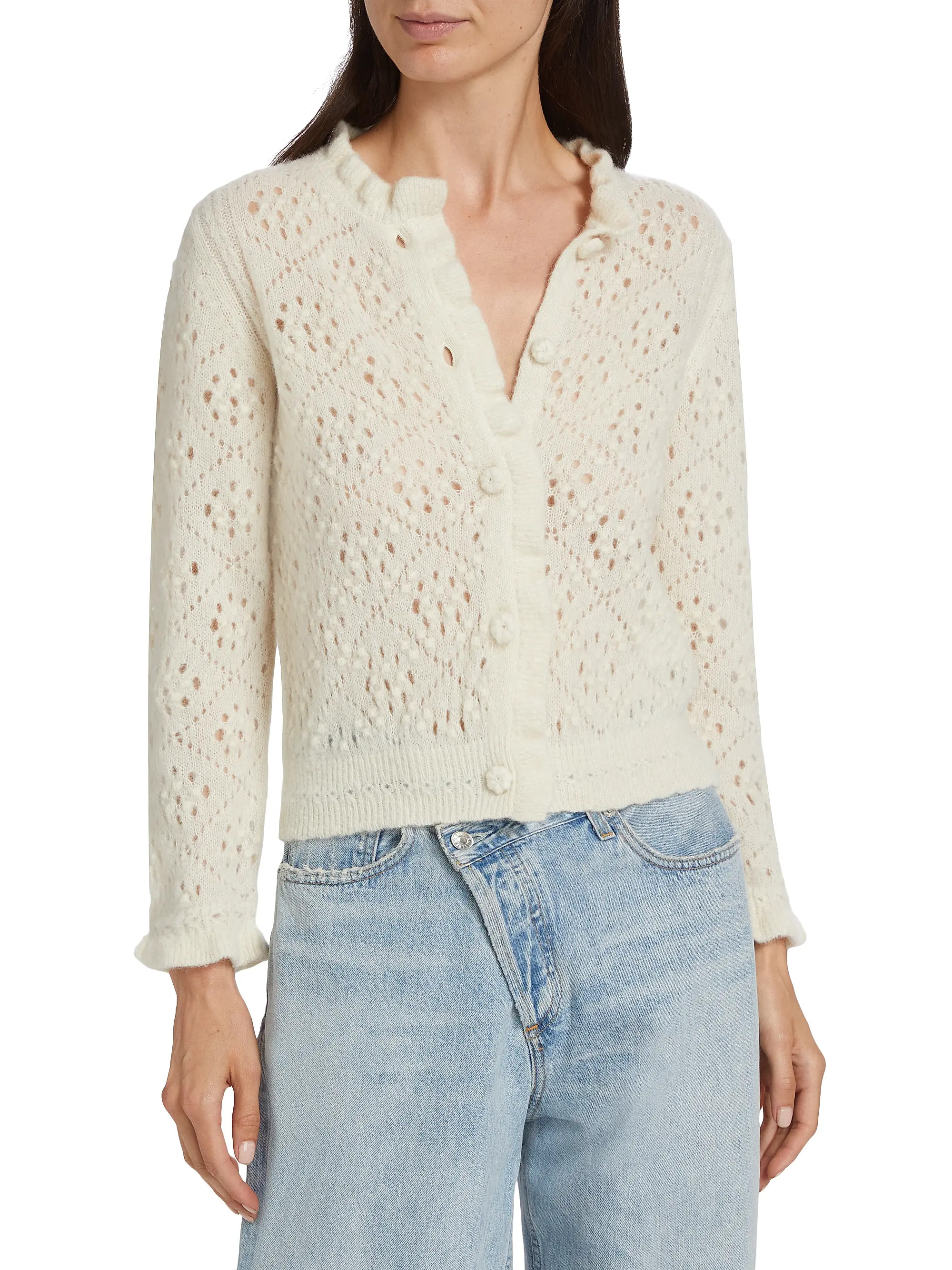 Claudie Alpaca-Blend Crewneck Cardigan | Saks Fifth Avenue