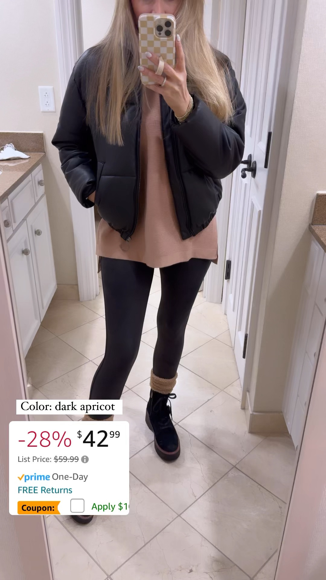 AMAZON sweater on sale! Puffer on sale $75! Weari g small Wearing small. Fleece lined Spanx leggings medium 

#LTKfindsunder100 #LTKover40 #LTKsalealert