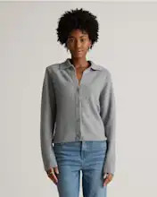 Mongolian Boiled Cashmere Collared Cardigan | Quince
