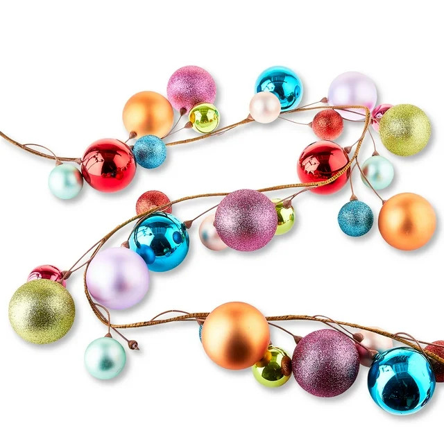 Unbreakable Multicolor Ornament Garland, 12 ft, by Holiday Time | Walmart (US)