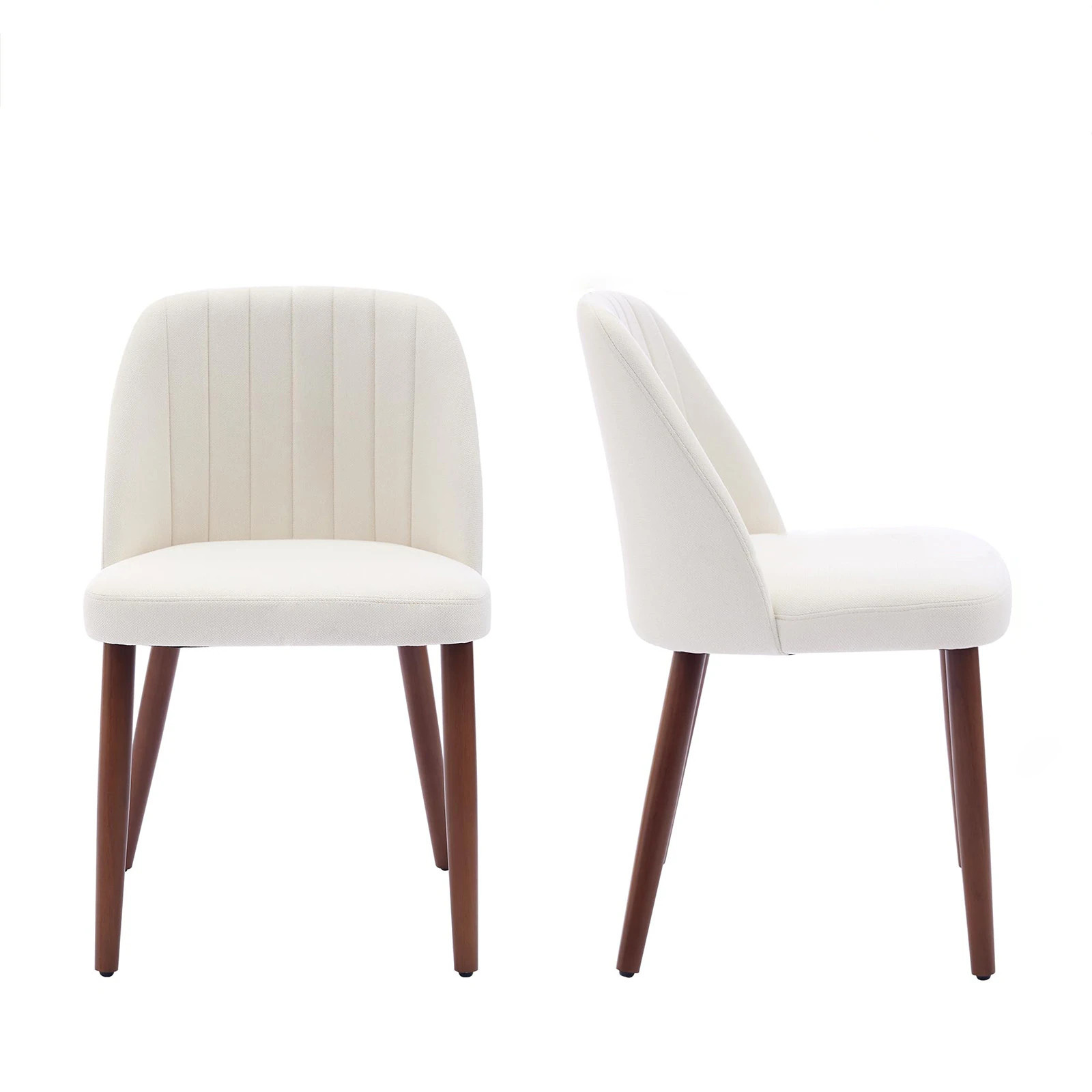 IdealHouse of 2 Upholstered Dining Chairs with Fabric Seat and Back Wood Legs for Dining Room Kitchen Restaurant Beige one_size in White | L018CECHXQY | Lowe's