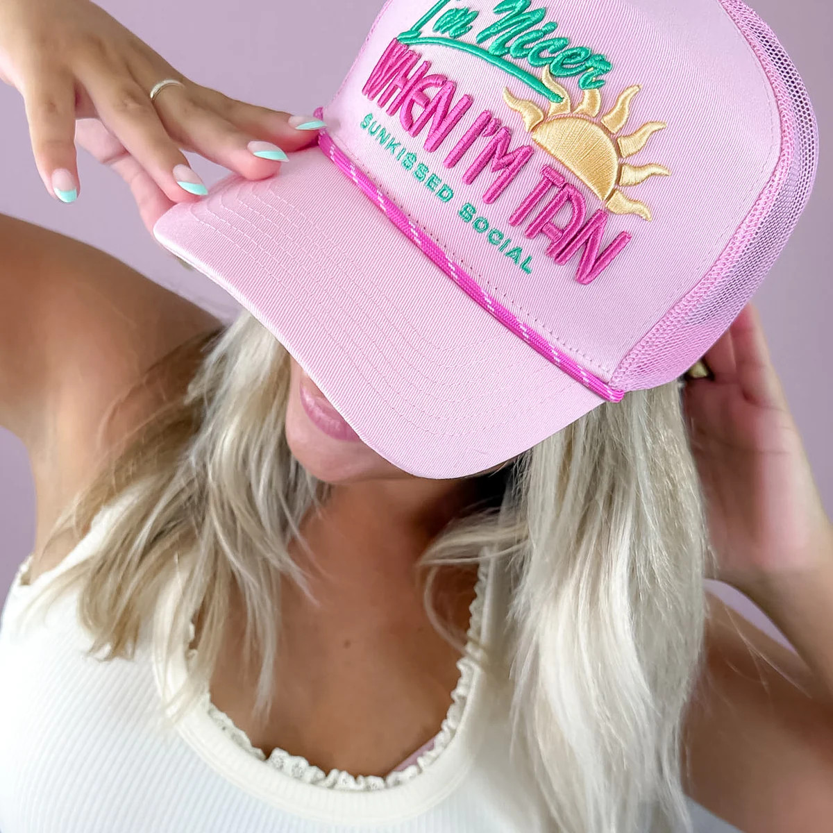 I\u2019m Nicer when I\u2019m Tan Pink Hat | Poppy Jane