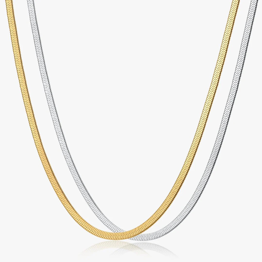 Thick Herringbone Necklace (Unisex) | Flaire & Co.