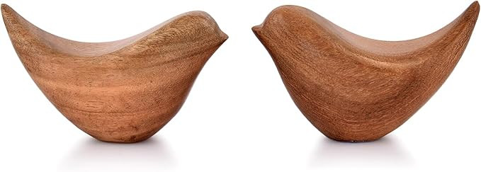 NIRMAN Acacia Wood Bird Statues Set Home Décor Bird Sculpture for Living Room, Bathroom, Office ... | Amazon (US)