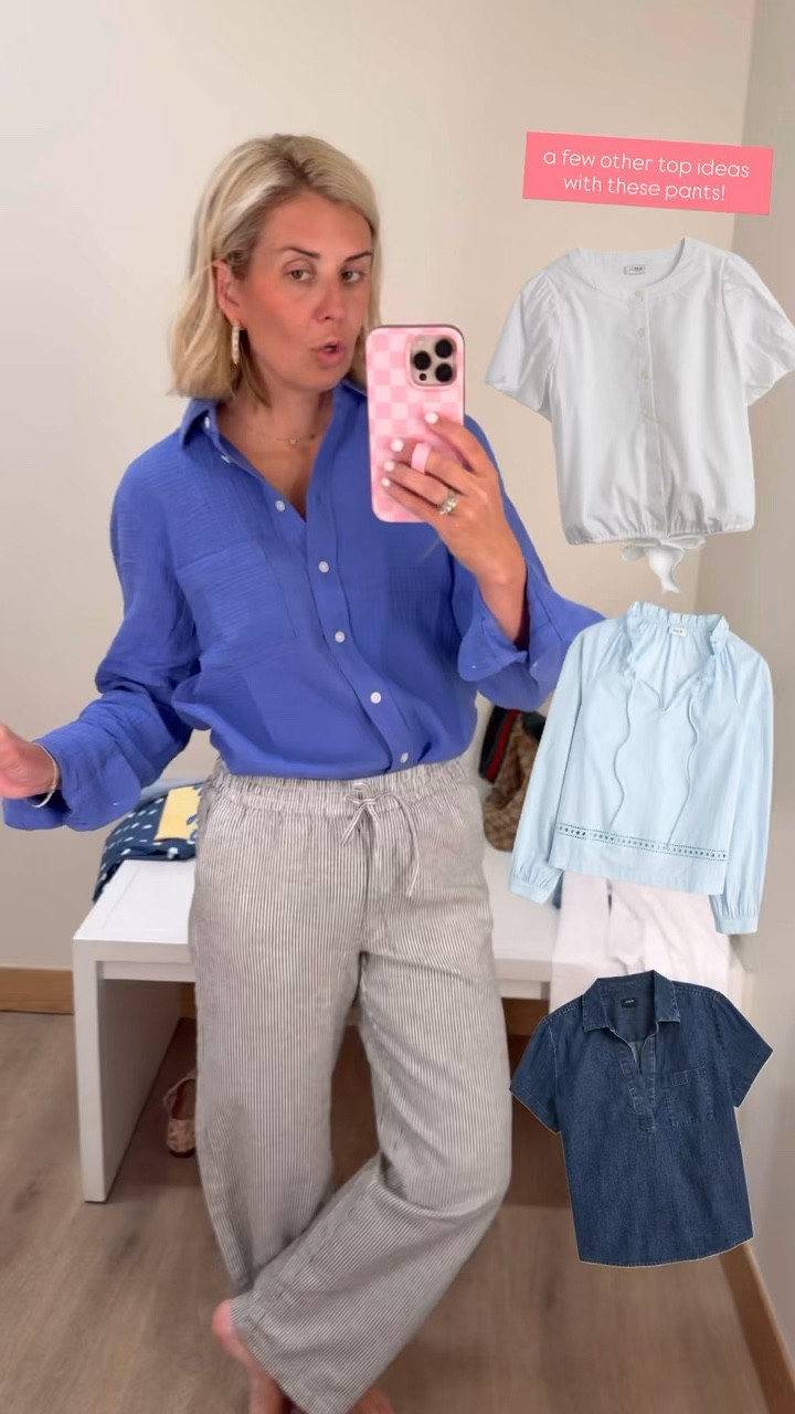 This duo is a yes! Pop the collar on this gauze shirt for a classic look. I’m in a small here but may get an xs. These would also be great coverups and the linen pants are a definite yes…in a size 2. 

#LTKSaleAlert #LTKOver40 #LTKSeasonal