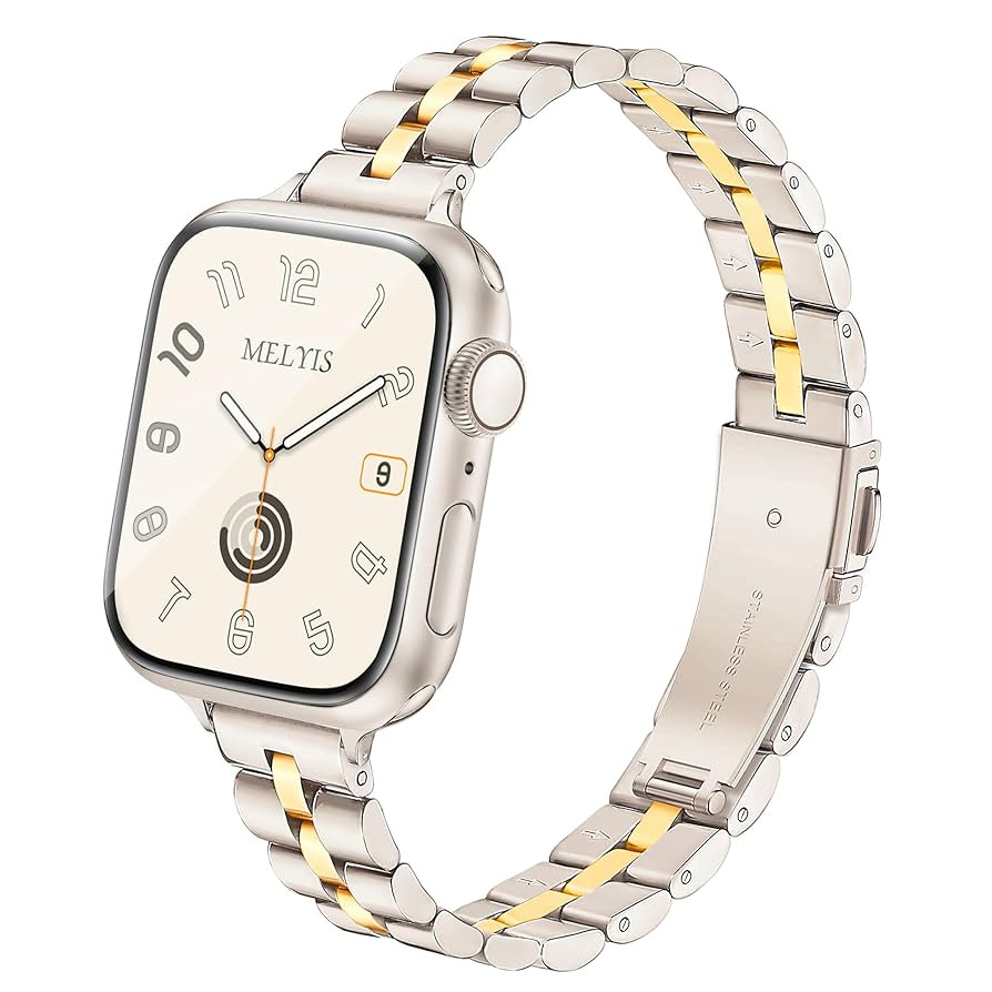Slim Metal Band Fits Apple Watch Bands for Women 42mm(Series 10) 40mm 41mm 38mm, Dressy Stainless... | Amazon (US)