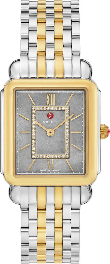 Deco II Two-Tone Diamond Quartz Bracelet Watch, 32mm | Nordstrom Rack