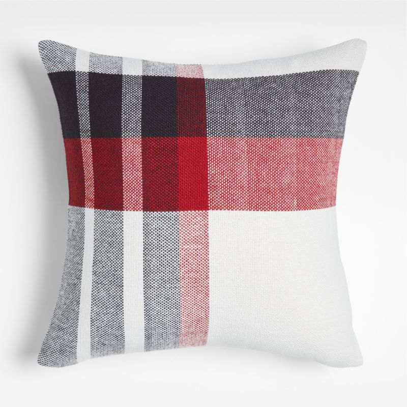 Holiday Plaid 23" Red Plaid Pillow Cover | Crate and Barrel | Crate & Barrel