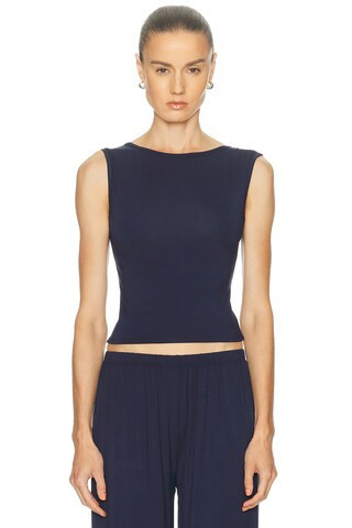 KYE Bateau Sleeveless Top in Navy - Navy. Size 4 (also in ). | FWRD 
