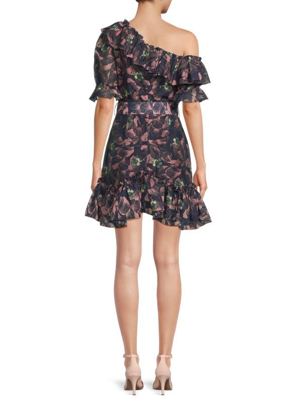 ​One Shoulder Ruffle Mini Fit and Flare Dress | Saks Fifth Avenue OFF 5TH
