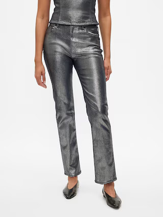 High Rise Metallic '90s Straight Jeans | Gap (US)