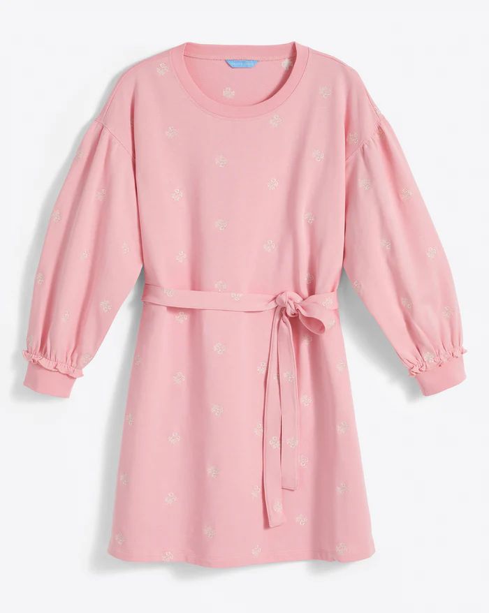 Bobbie Sweatshirt Dress in Pink Embroidered Viola | Draper James (US)