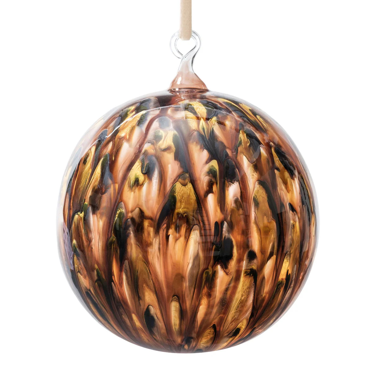 Feather Paint Large Glass Ball Christmas Ornaments, Tortoiseshell, Set | The Well Appointed House, LLC