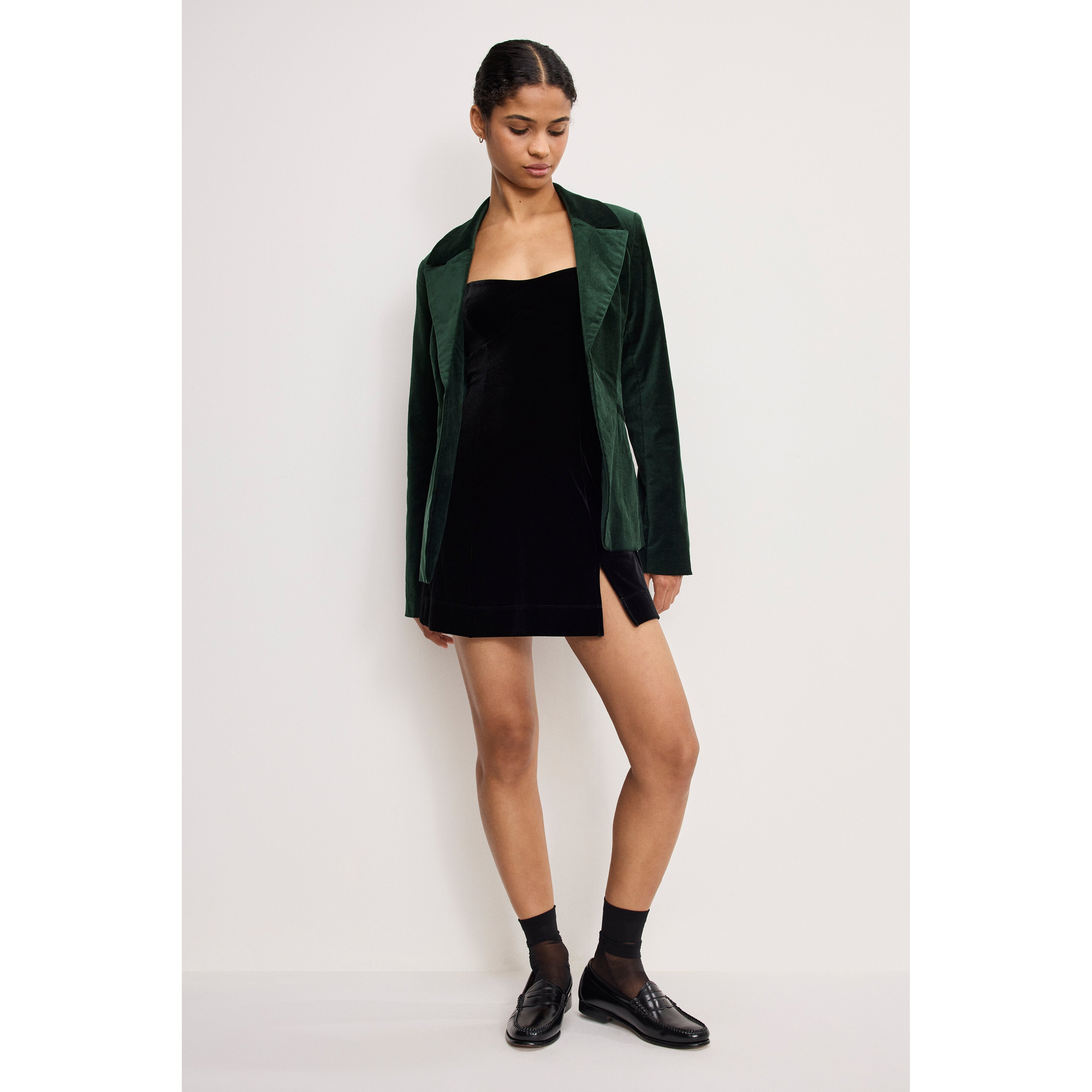 Women's Velvet Sculpted Blazer | Pine Green, Size XL | Good American by Khlo� Kardashian | Good American
