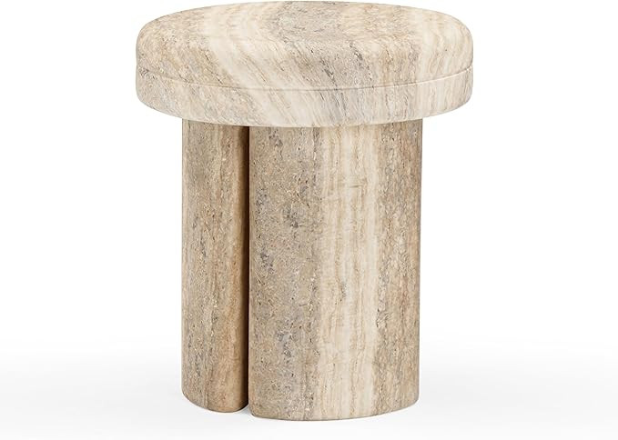 Sheila Travertine Textured Concrete Side Table | Amazon (US)