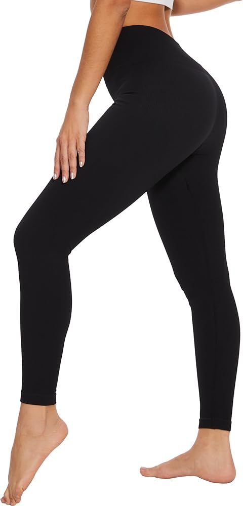 LUOYANXI High Waisted Leggings for Women Tummy Control Athletic Leggings Ribbed Full Length Yoga ... | Amazon (US)