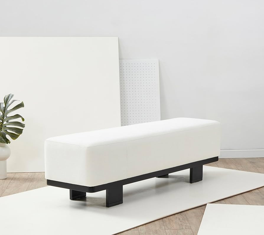 SAFAVIEH Couture Collection Abrianna Modern Ivory Boucle/Black Bench | Amazon (US)