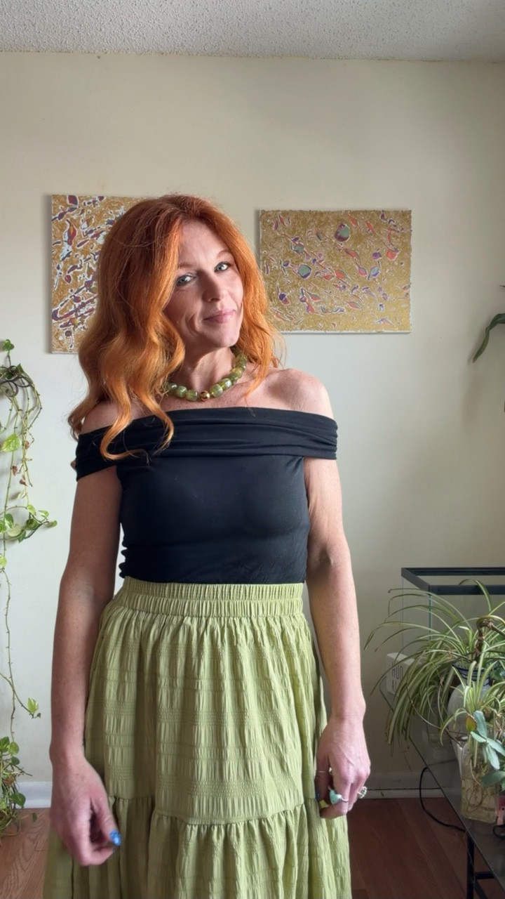 This what what is tell my besties to buy for summer!  This top with built-in bra which you can wear different ways, fabulous necklace that looks expensive but is not, and this dreamy skirt I love….green is my thing and it’s a neutral you can style many ways!  Comment “look” to shop! 

#petitefashion #summerlooks #addtocartnow #stylebasics #summertrends