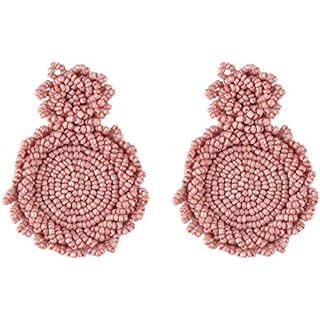 Statement Drop Earrings - Bohemian Beaded Round Dangle Earrings Gift for Women | Amazon (US)