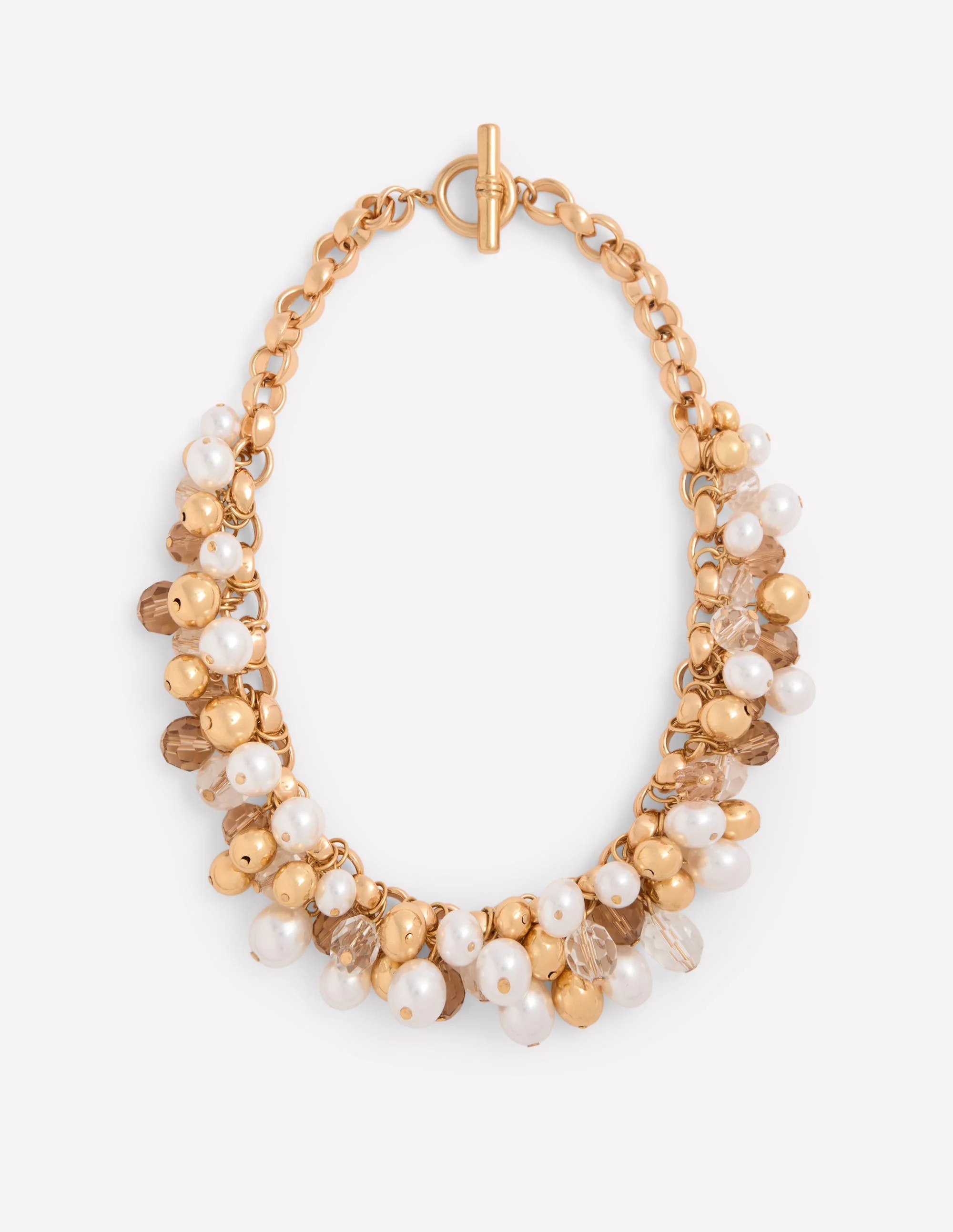 Beaded Jewel Necklace-Gold Colour/Faux Pearl | Boden (US)