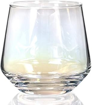 Red Co. 12 fl oz Electroplated Stemless Wine Glasses Set of 4 with Rainbow Effect | Amazon (US)