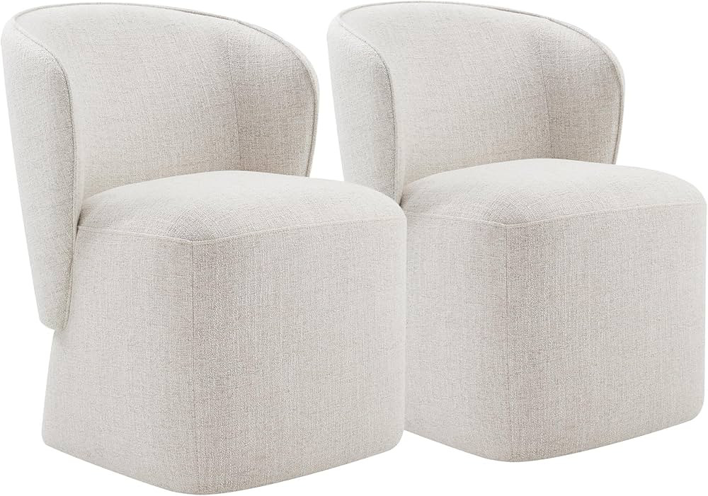 Upholstered Dining Chair with Casters No Assembly Linen AccentChair for Living Room Wingback Single Sofa for Kitchen Diningroom Bedroom Readingroom,2 PCS,Linen | Amazon (US)