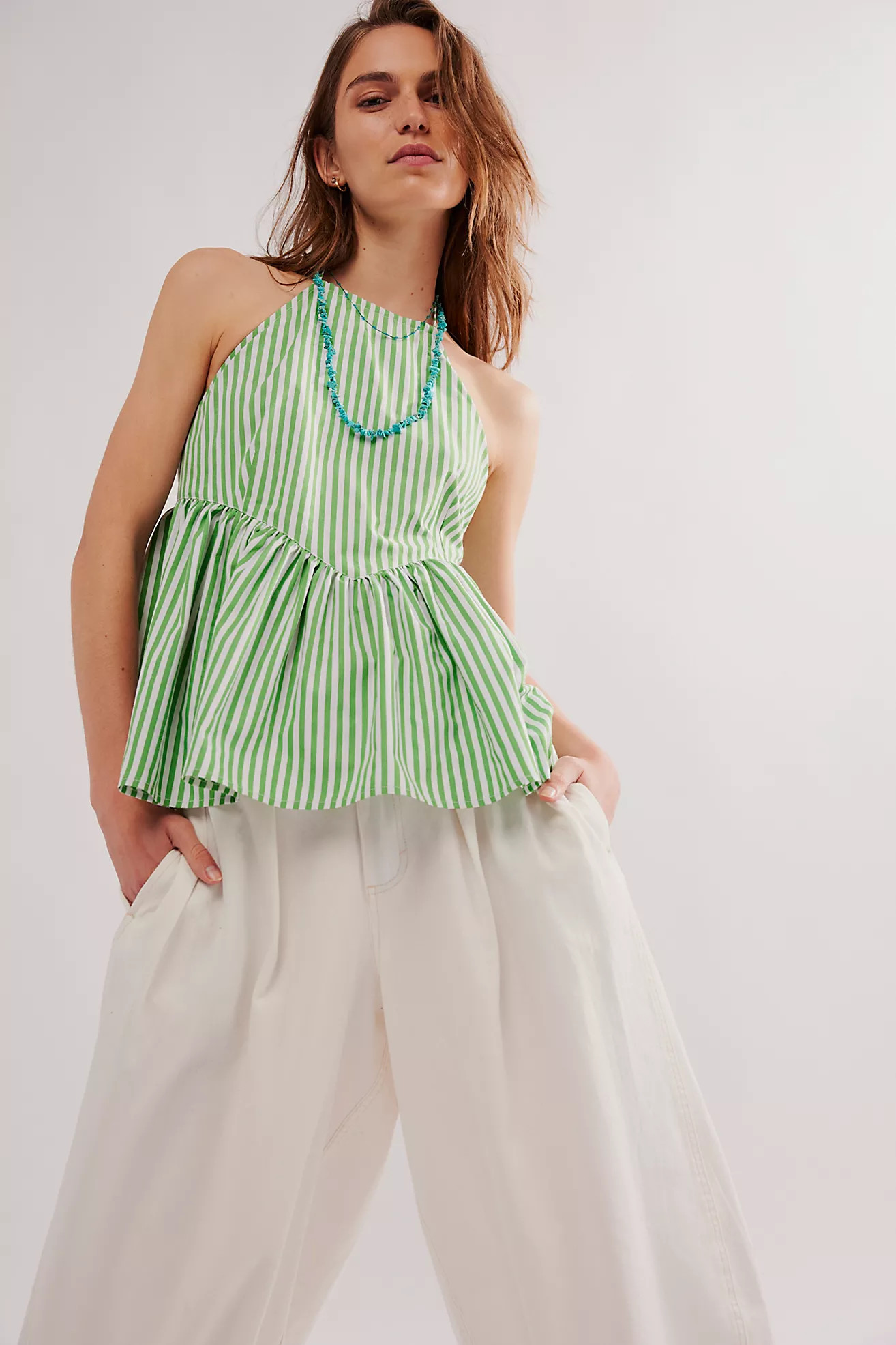 Nigel Preston Stripe Peplum Halter Top | Free People (UK)