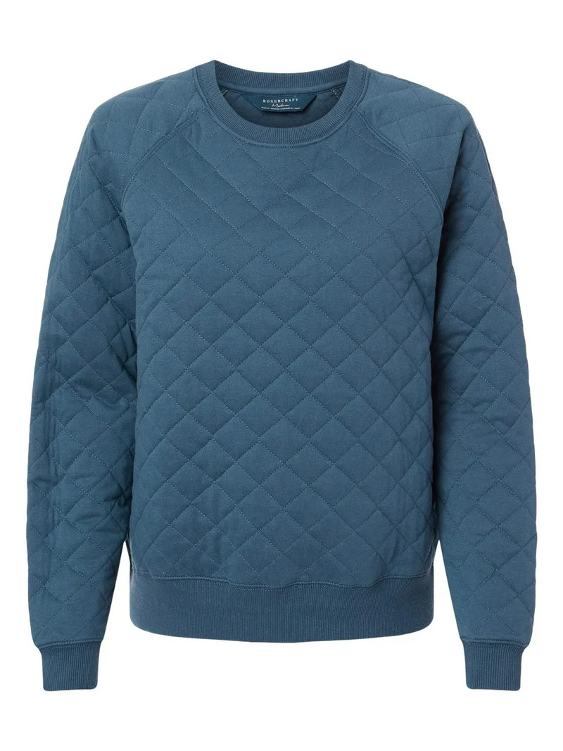 boxercraft Quilted Crew Longsleeve Pullover with warm poly fill, Indigo-L - Walmart.com | Walmart (US)