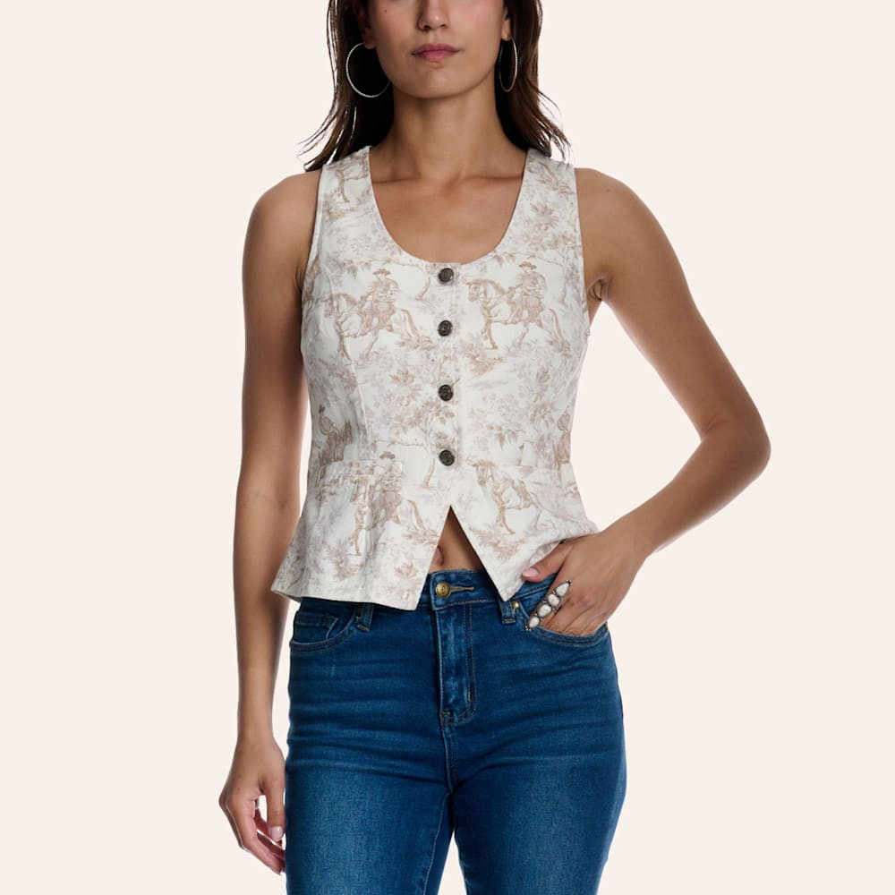 Rockin' C Women's White & Coffee Western Print Top | Cavender's