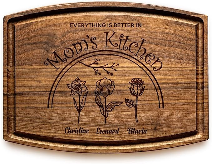 Personalized Mother’s Day Gift for Mom, Wife or Grandma - Custom Birth Flower Cutting Board wit... | Amazon (US)