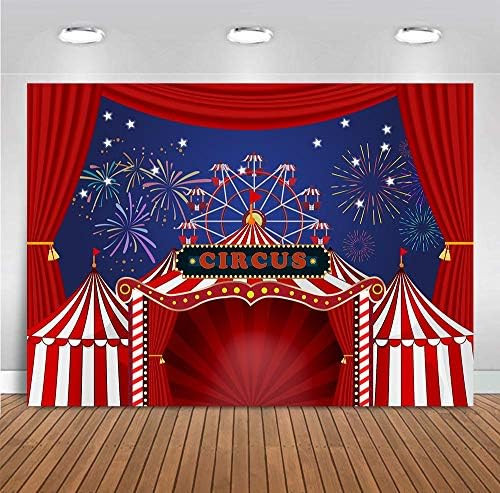 Fanghui 7x5ft Red Circus Tent Photography Backdrop Carnival Night Colorful Fireworks Sky Ferris W... | Amazon (US)