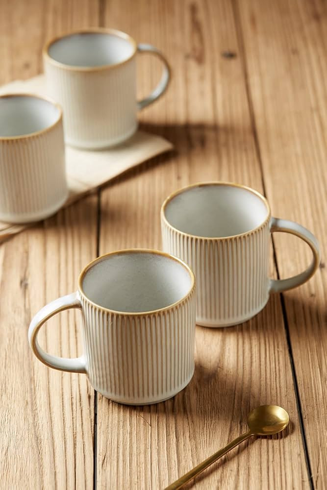 famiware Coffee Mug Set for 6, Star 12 oz Catering Mugs Cup Set with Handle for Coffee, Tea, Coco... | Amazon (US)