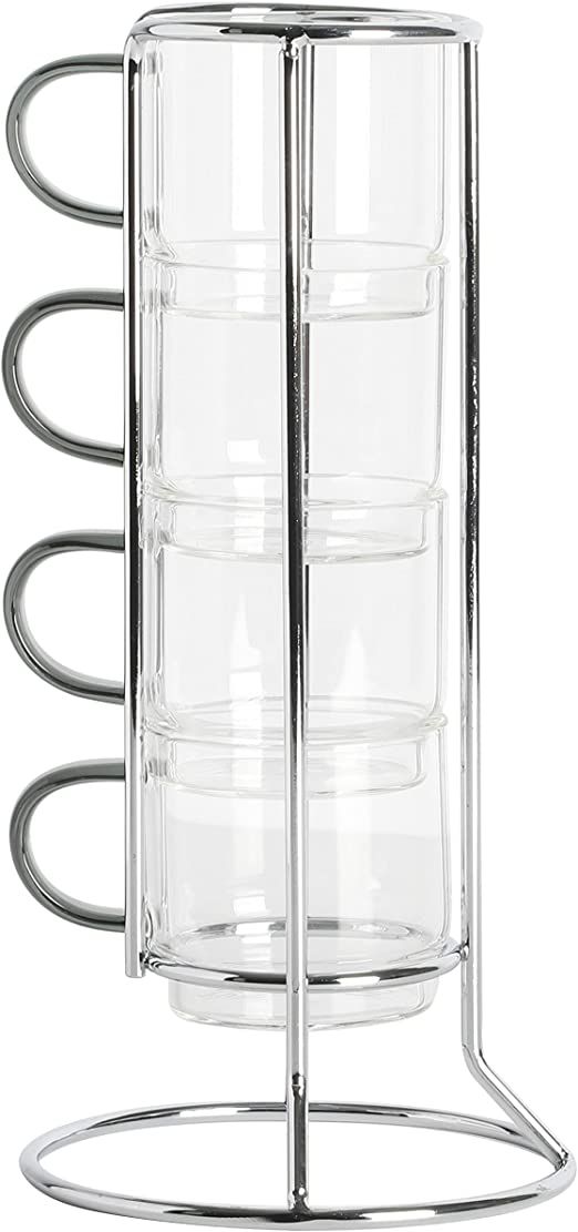 Gibson Soho Lounge Stackable Glass Espresso Cups with Rack, Glass, 4-Piece | Amazon (US)