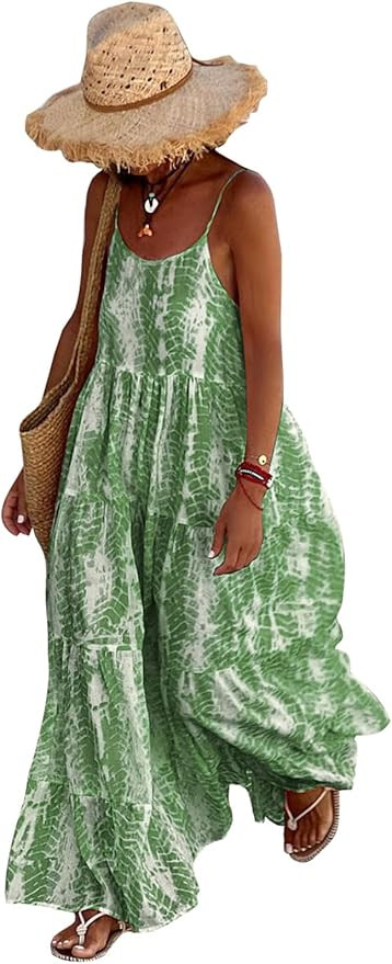 PRETTYGARDEN Women Summer Dresses 2026 Spaghetti Strap Scoop Neck Floral Maxi Dress Flowy Boho Lo... | Amazon (US)